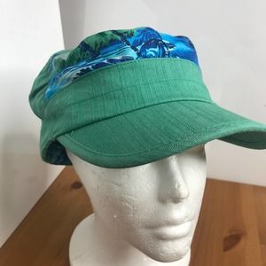 NWOT Aerial Teal Green Island Print Cotton Cap, One Size